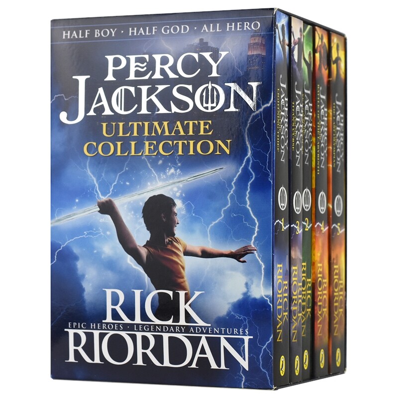 Percy Jackson 波西·杰克逊5册盒装 神话玄幻小说 神火之盗 妖魔之海 章节书 英语课外读物 英文原版进口儿童图书