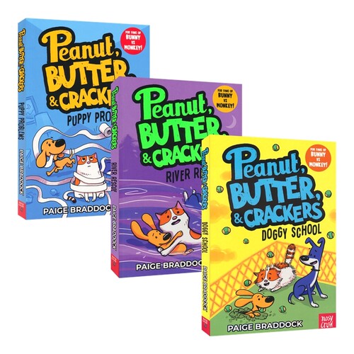 Peanut, Butter & Crackers 英文原版全彩漫画书1-3册 5-8岁桥梁书 花生黄油和饼干 狗狗学校 河边大救援 Doggy School Rescue