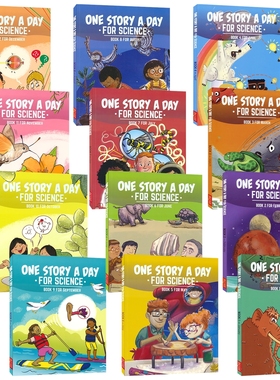 One Story A Day for Science 一天一个科学故事 1-12月 12册套装 科学启蒙 英文天天故事 8-12岁 英文原版进口图书