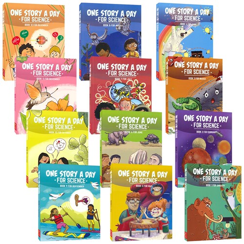 One Story A Day for Science 一天一个科学故事 1-12月 12册套装 科学启蒙 英文天天故事 8-12岁 英文原版进口图书
