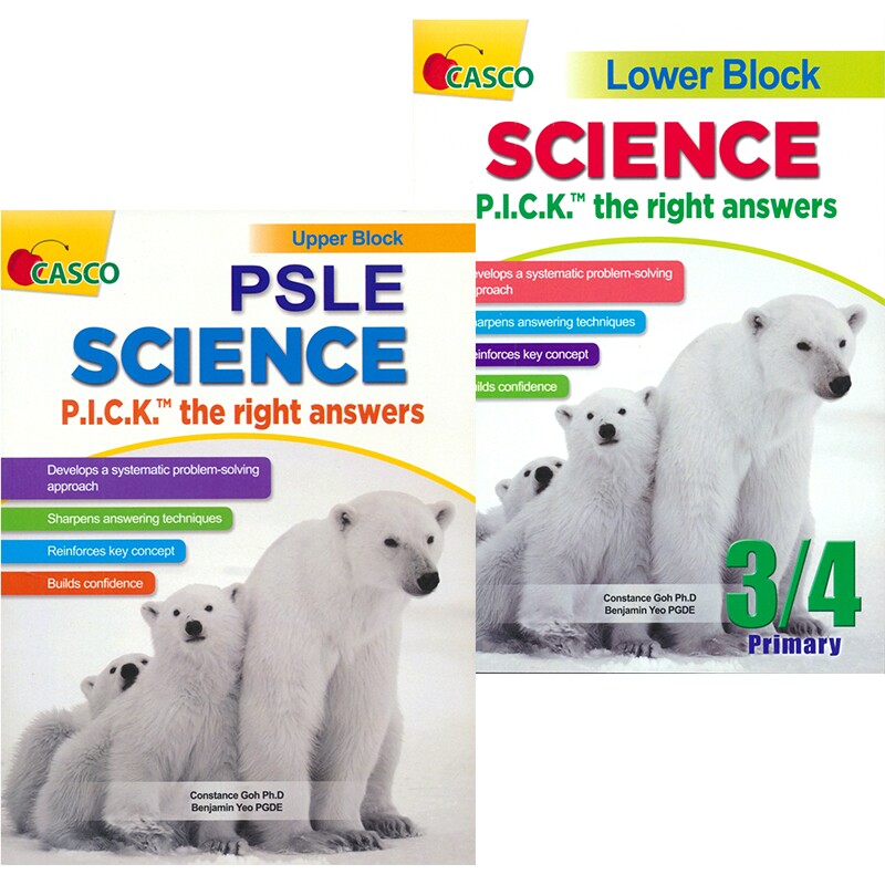 Casco Science P.I.C.K. The Right Answers Lower Upper Block 新加坡科学 考试问答技巧 小学科学练习册 英文原版进口图书
