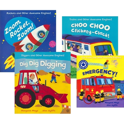 Awesome Engines Dig Dig Digging Choo Choo Clickety-Clack 儿童交通工具科普绘本4册 英语学习启蒙读物 挖掘机英文原版进口图书