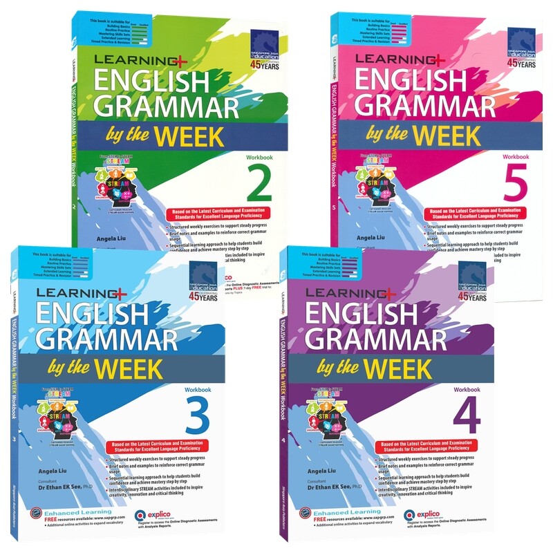 新加坡SAP Learning English Grammar by the Week Workbook 英语语法周周练 学习系列英语语法 小学2-5年级练习册 英文原版教辅