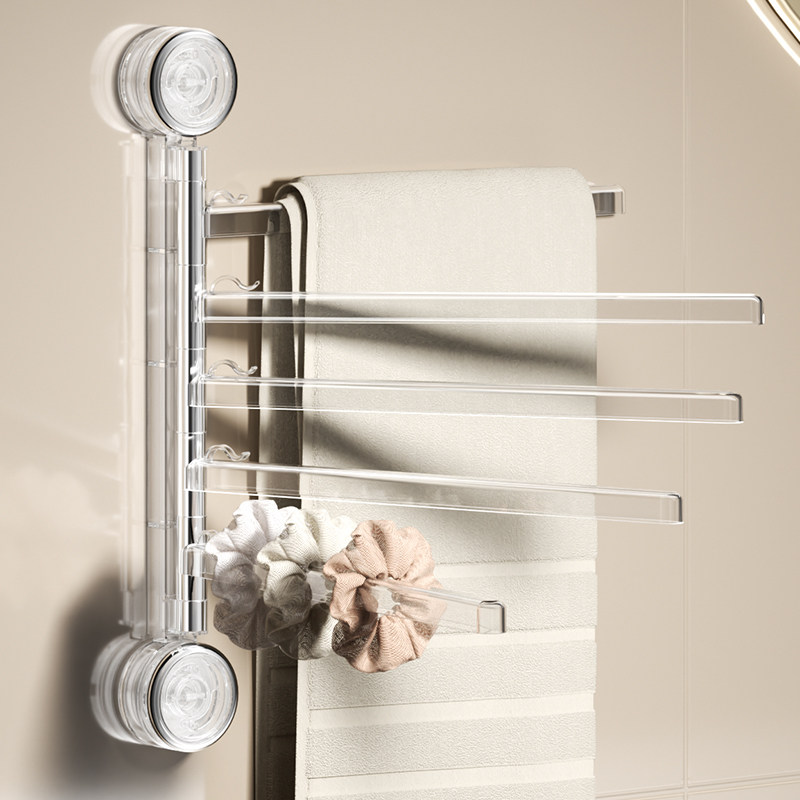 旋钮吸盘旋转晾衣杆晾晒架家用折叠晒袜子神器内衣物多夹子晾衣架