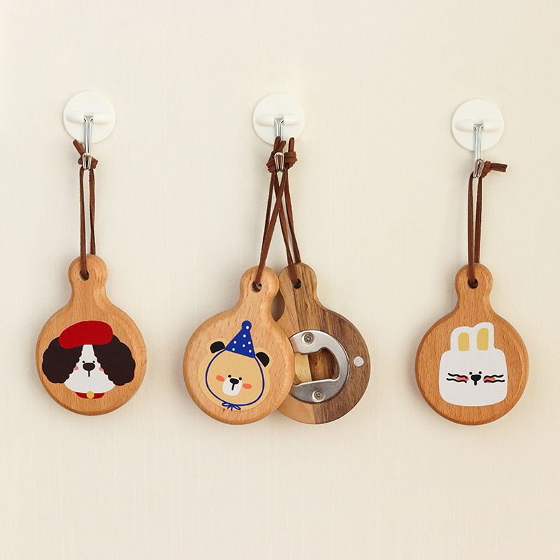 榉木磁吸冰箱开瓶器创意摆件