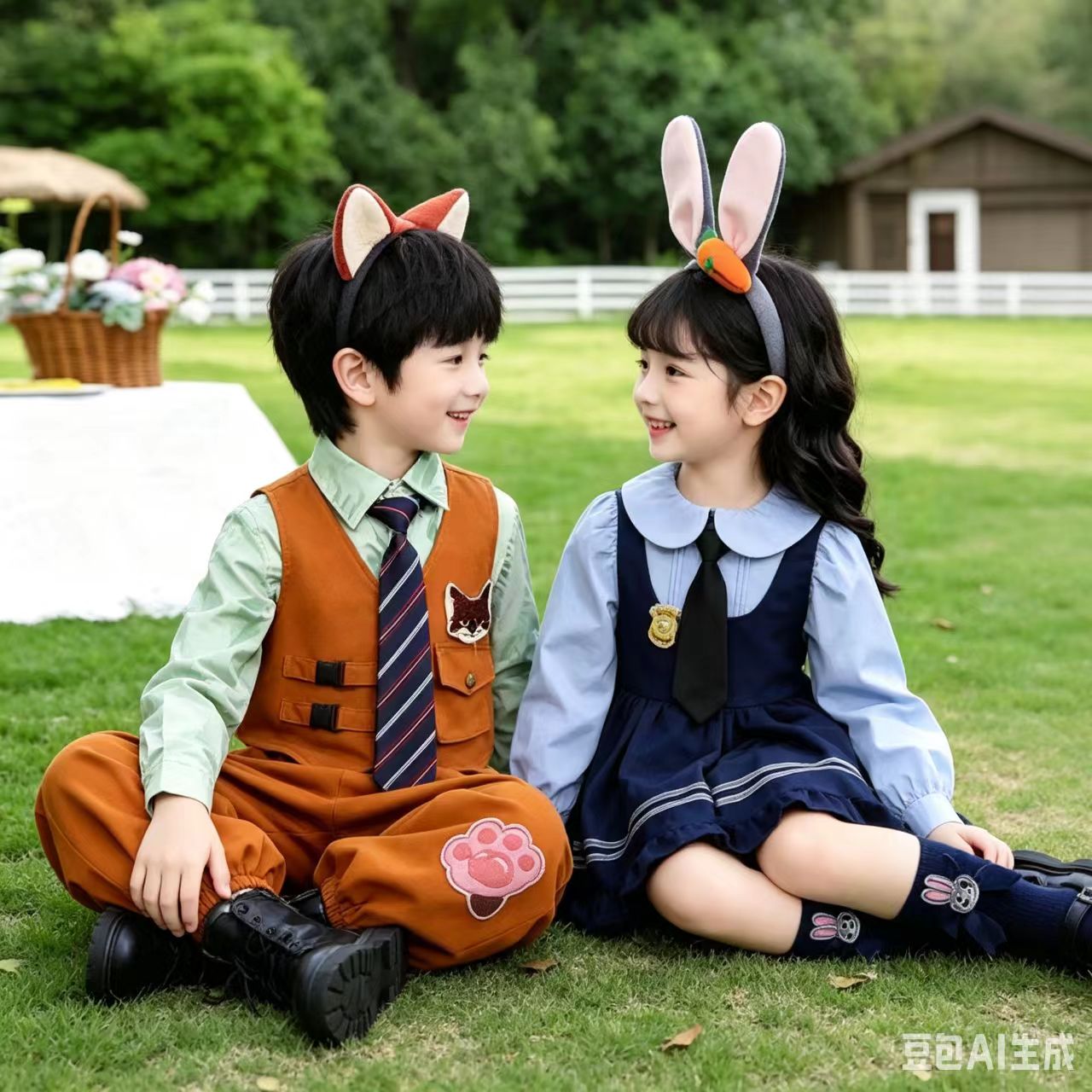 儿童朱迪兔子警官cos衣服疯狂动物城服装套装男女童洛丽尼克演出