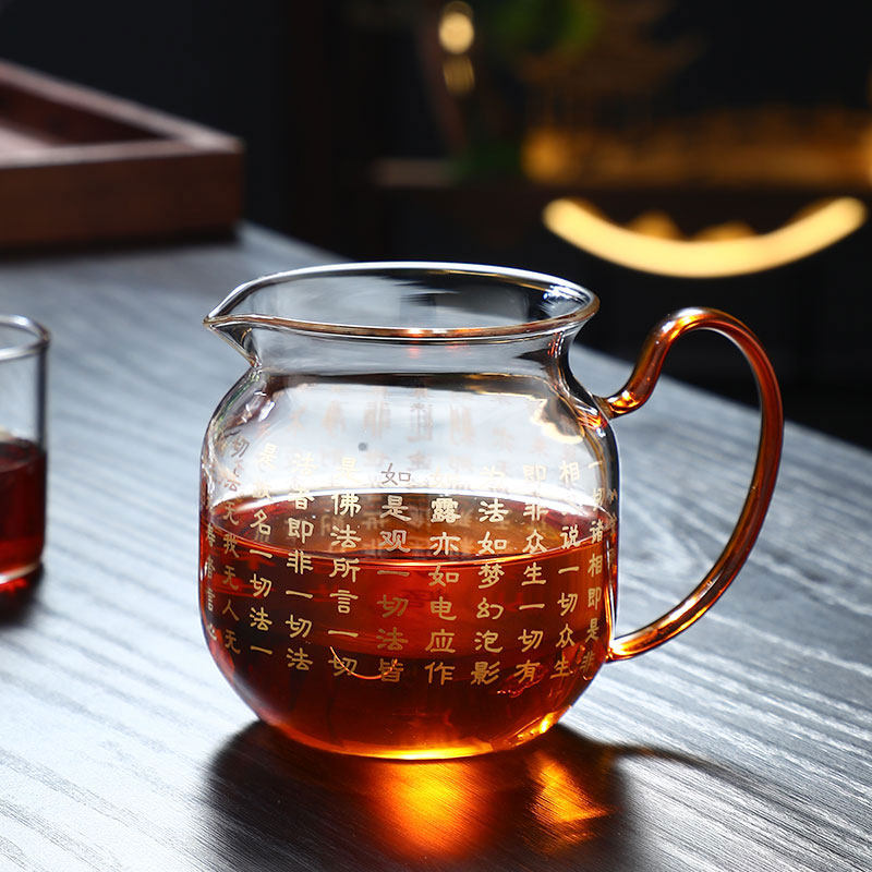 晶焱高档禅意公道杯金刚经小圆满烫金手工耐热玻璃复古200ml精美,餐饮具,公道杯,淘宝优惠券,粉丝福利购,淘宝优惠卷