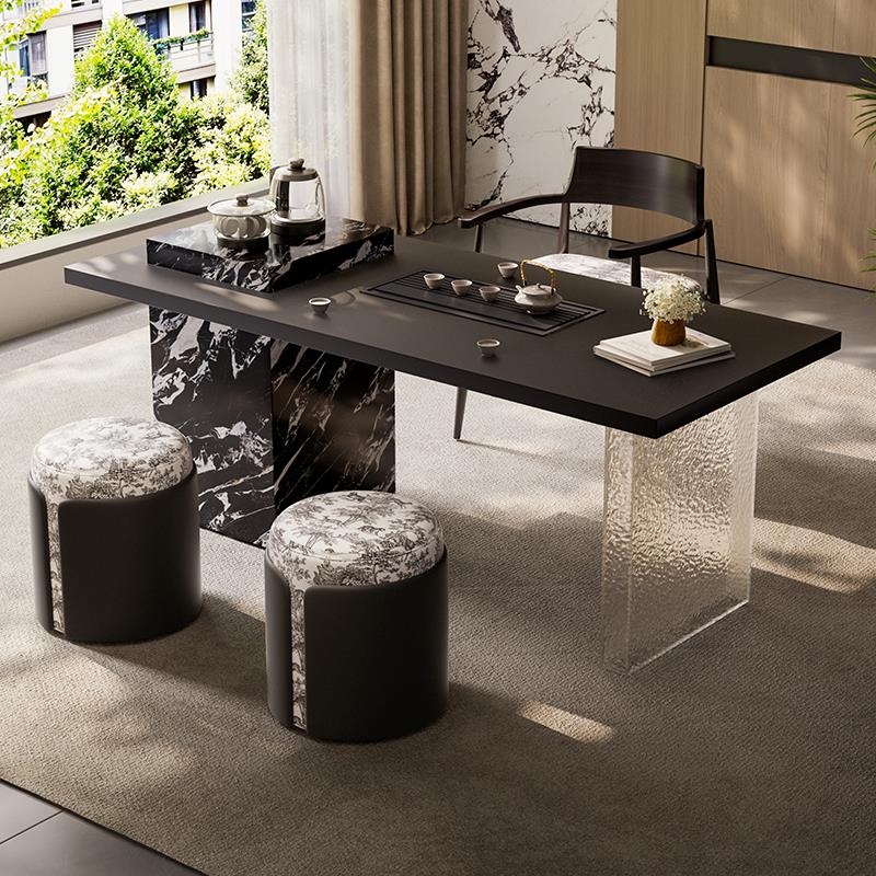 意式极简岩板茶桌客厅家用茶具茶台一整套2025新款轻奢高级感茶几