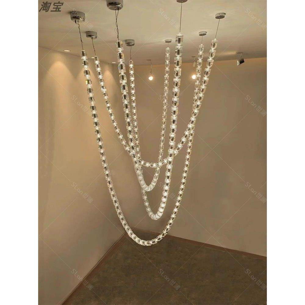 轻型豪华住宅覆式建筑空客厅吊灯2025新设计师阁楼公寓水晶项炼吊,家装灯饰光源,LOFT/复式住宅/楼梯吊灯,淘宝优惠券,粉丝福利购,淘宝优惠卷