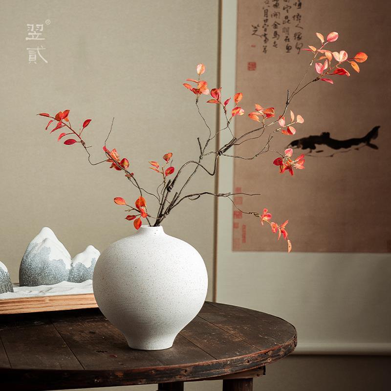 新品翌贰 新中式白色陶瓷花瓶玄关餐桌摆设花瓶大肚陶罐 景德镇摆