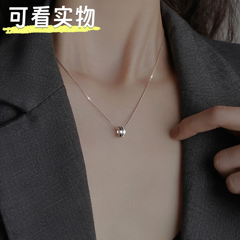 S925纯银吊坠转运珠小蛮腰项链女2026新款爆款轻奢小众颈链锁骨链