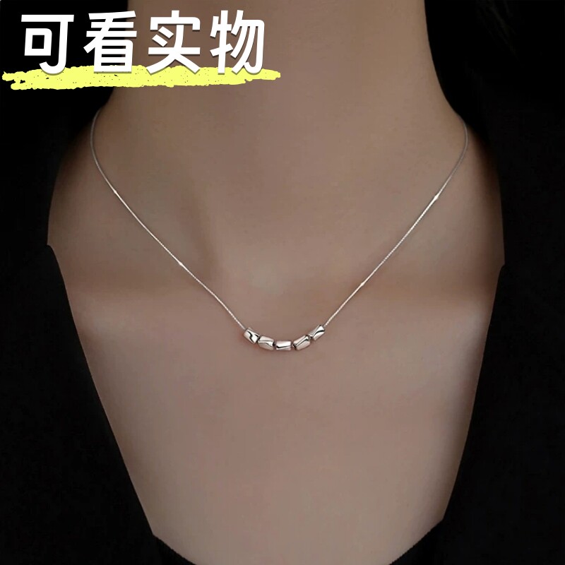 沐雾925银转运珠设计感锁骨链