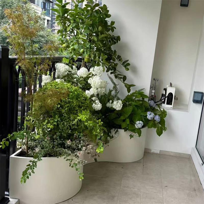 室内不锈钢定制异型造景花园花坛阳台露台弧形种植箱室外成品花箱图片