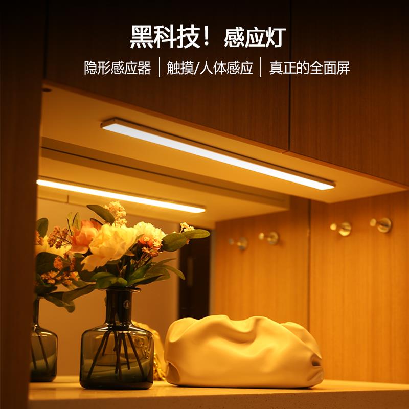 全面发光led感应灯触摸无线衣柜橱柜灯玄关鞋柜床底夜灯隐形感应