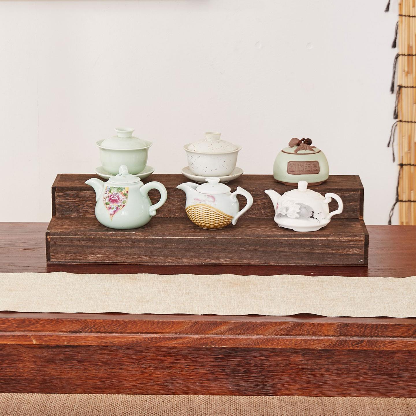 桌面实木置物架博古架中式台桌上茶壶展示架茶托架茶杯架茶道零配