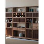 新中国风实木博古架黑胡桃木书柜展示柜老榆树多宝阁书架茶室储物