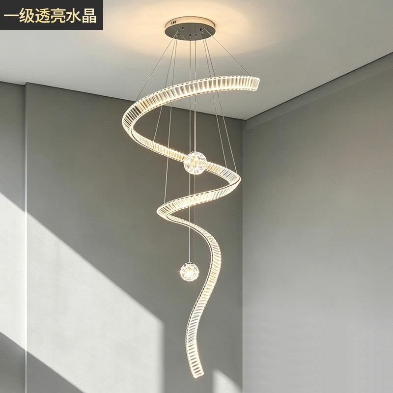 设计师款别墅复式楼大吊灯现代轻奢高档大气挑空大厅楼梯水晶吊灯