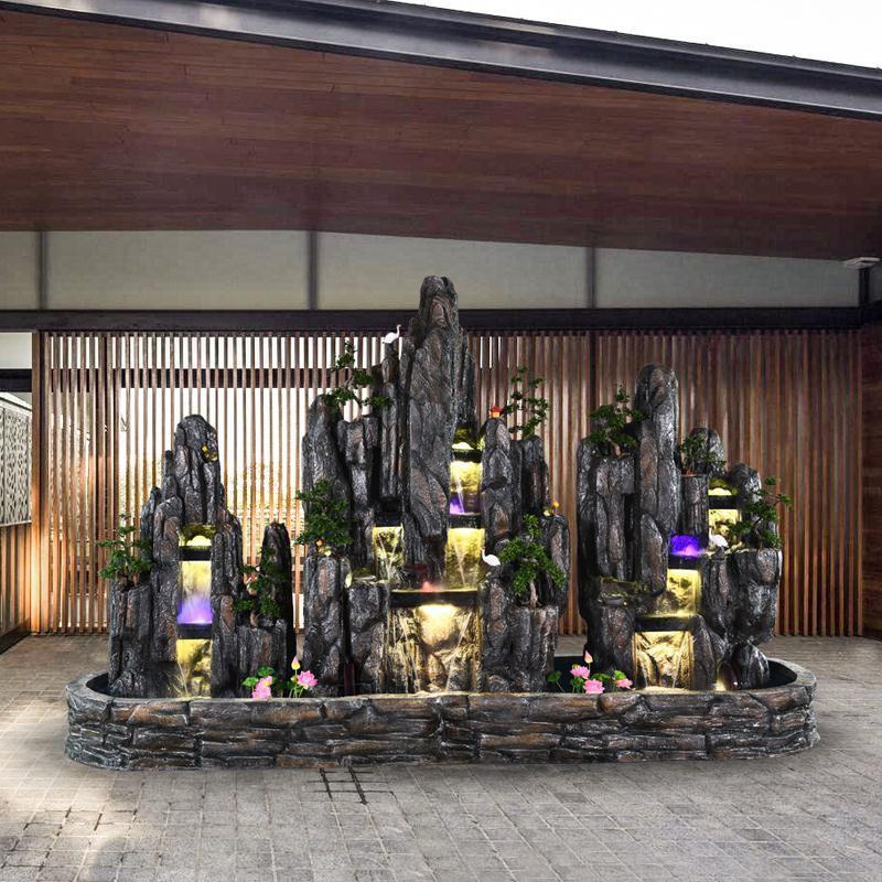 大型室内室外假山流水喷泉园林别墅花园庭院山水景观石头鱼池摆件