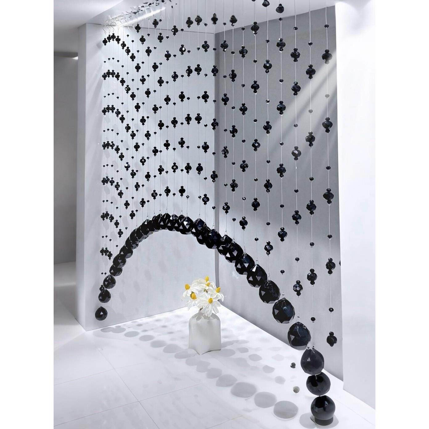 高端48面水晶珠窗帘客厅隔断窗帘屏风浴室卧室风水门帘挂帘无冲孔