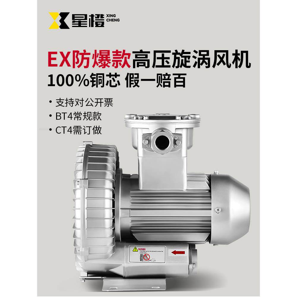 防爆高压风机电机涡旋气泵380V工业离心Bt4涡旋粉尘Ct4鼓风机