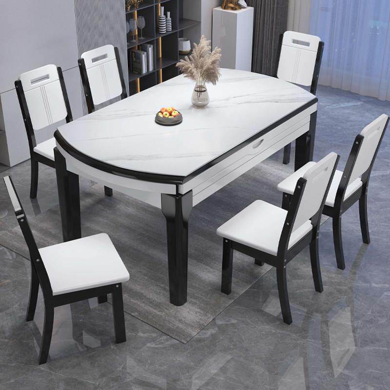 岩板餐桌椅组合家用小户型现代简约轻奢高级感吃饭圆桌子2025新款