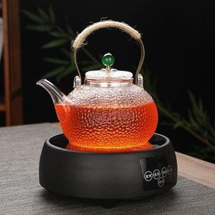 家用 加厚铜把玻璃锤纹壶煮茶壶电陶炉烧水壶白茶煮茶器煮茶炉套装