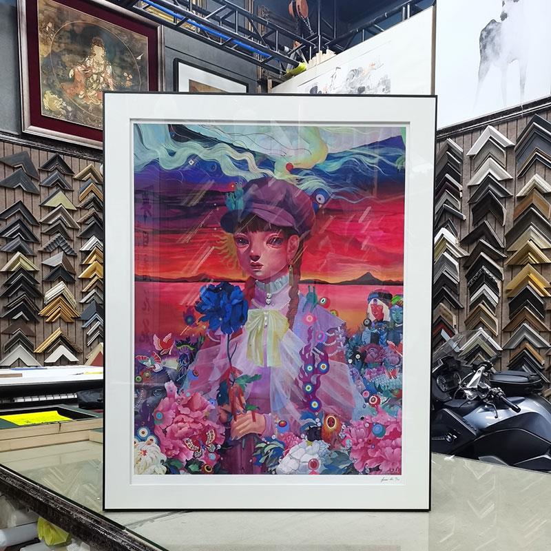 北京版画装饰画铝合金画框实木相框定制装裱画面打印简约客厅挂墙
