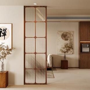 新中式简约实木玻璃隔断客厅饭厅遮挡入户玄关正对门覆古茶室屏风
