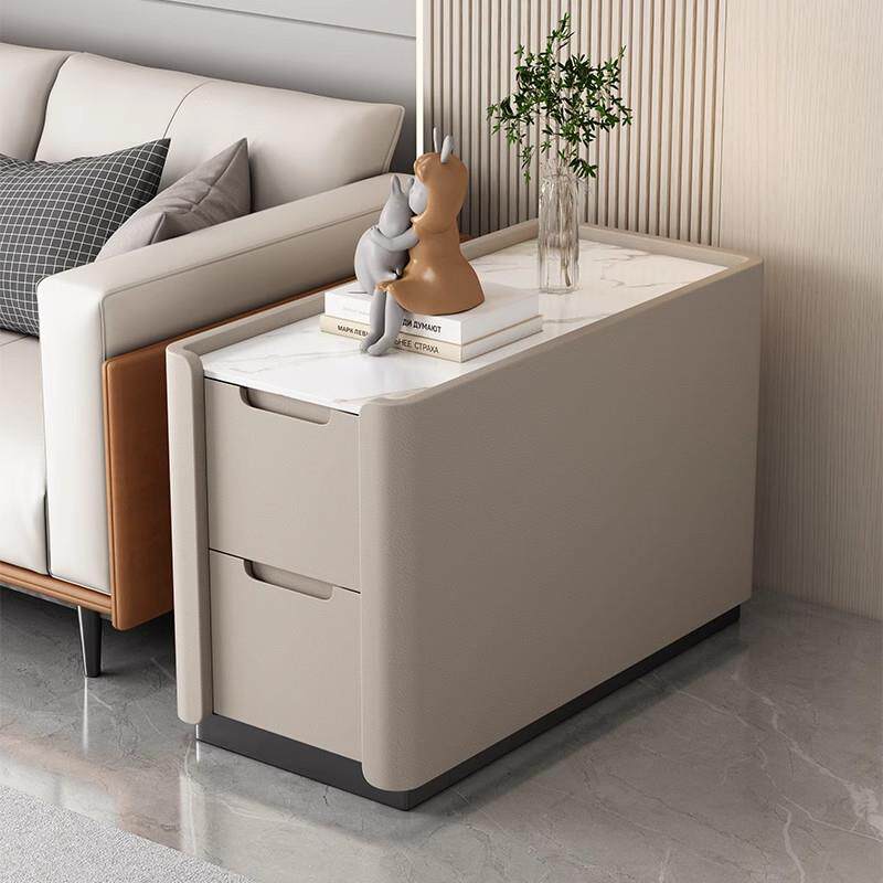 沙发边柜侧边柜小茶几超窄夹缝30cm角几轻奢简约现代岩板小型边几