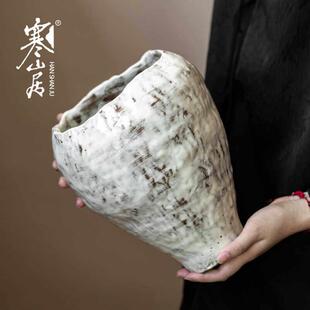 寒山居纯手工陶花瓶水养种植花器新中式装饰摆件诧寂风民宿大花盆