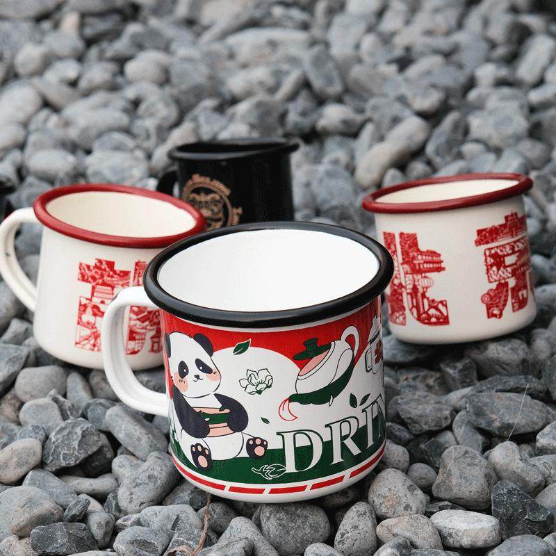 北京风情国潮原创怀旧加厚户外露营搪瓷缸喝水杯马克杯