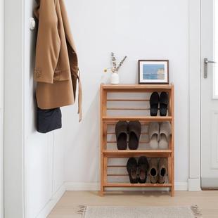 实木斜放式鞋柜门口日式入户极窄简易超薄儿童玄关家用木质窄鞋架