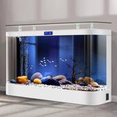 大型玻璃金鱼缸公司客厅家用1.2米落地靠墙背过滤生态循环水族箱