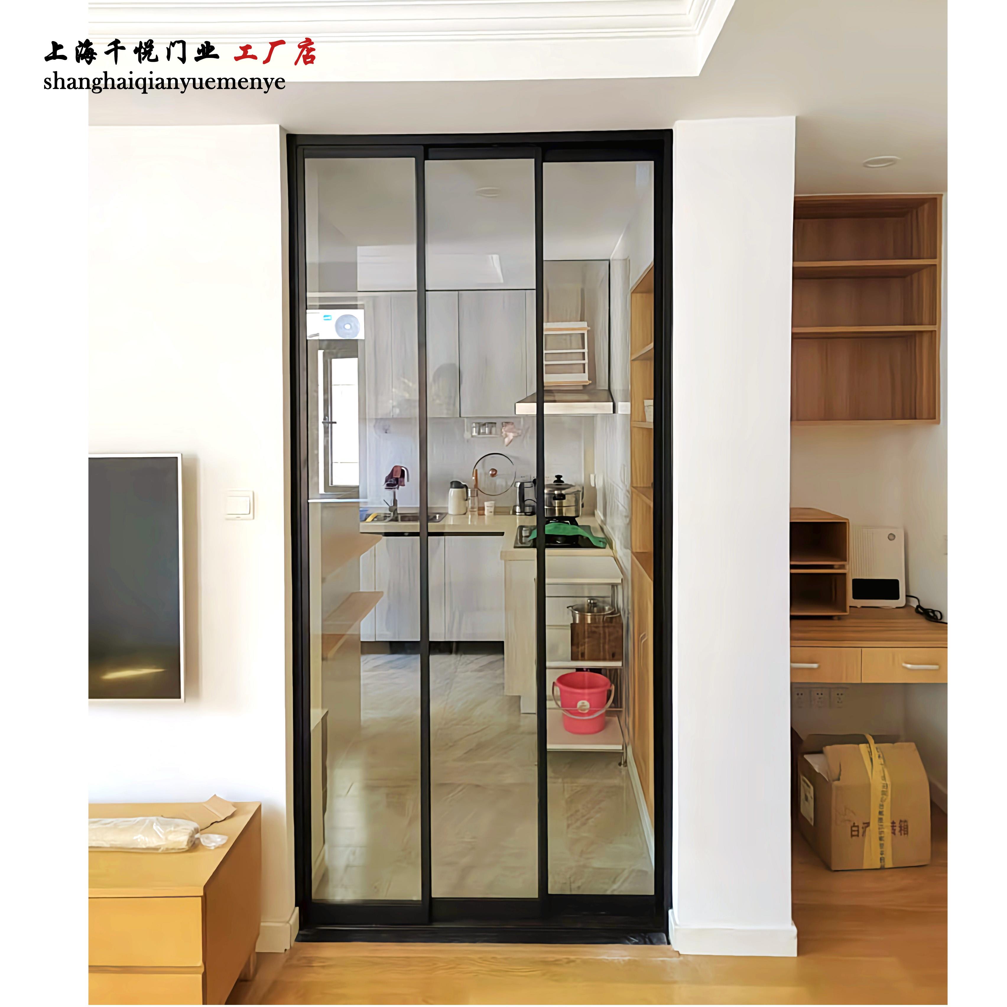 上海网红极窄边框厨房三联动玻璃拉门化妆室客厅阳台移门定制