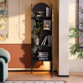 博高宜木三角柜法式 复古客厅墙角实木转角柜中古胡桃木置物架书架