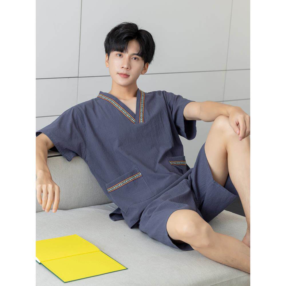 汗蒸服女纯棉男士大码高端情侣浴服全棉加肥客人睡衣足疗按摩桑拿