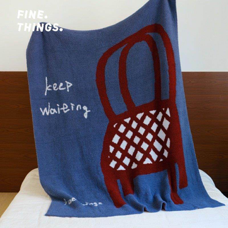 FineThings原创复古深蓝半边绒盖毯客厅沙发午睡毯子床边针织毛毯,床上用品,休闲毯/毛毯/绒毯,淘宝优惠券,粉丝福利购,淘宝优惠卷