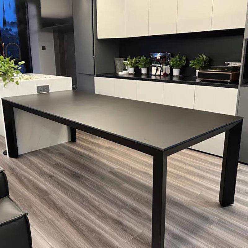 德利丰纯黑岩板餐桌航空级全铝合金框架方形饭桌意式极简家用饭桌,住宅家具,岩板餐桌,淘宝优惠券,粉丝福利购,淘宝优惠卷