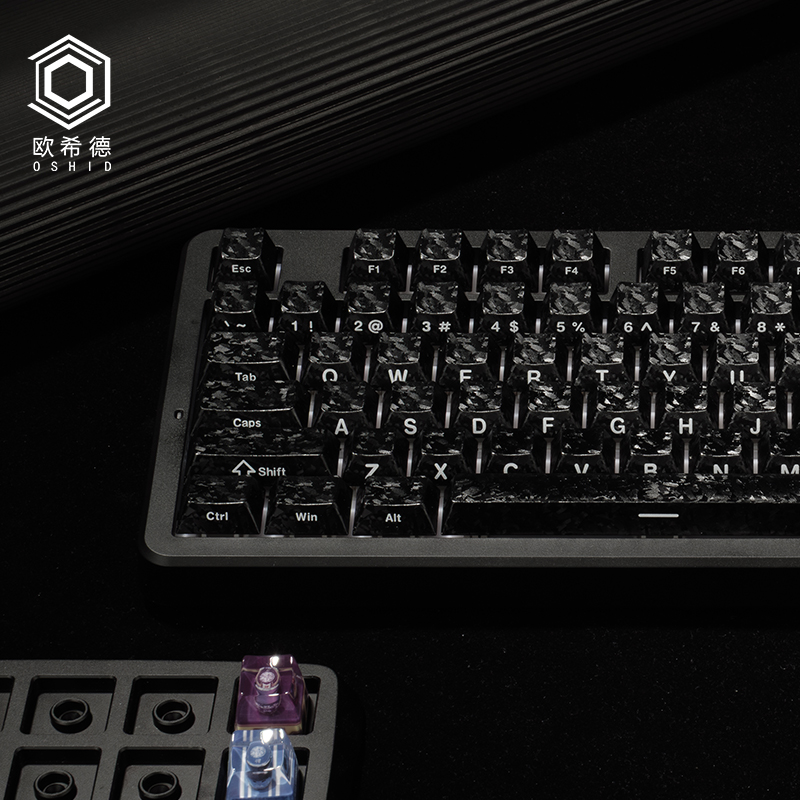 碳纹侧刻键帽87键客制化机械键盘键帽办公电竞适用