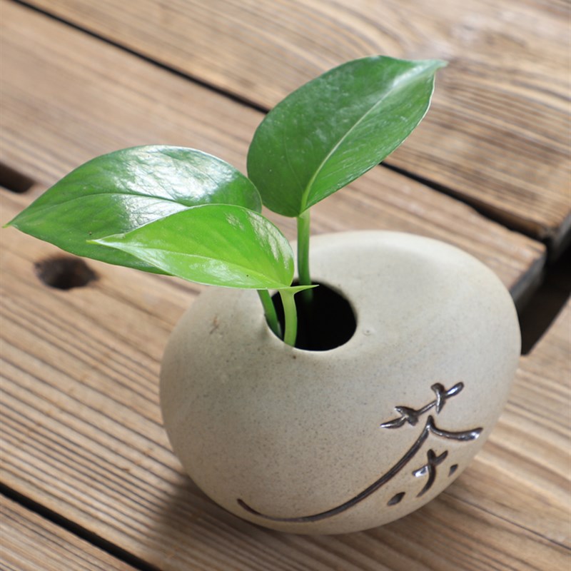 热销粗陶陶瓷水培小花盆花插花瓶文艺博古架茶具小摆件装饰品鱼缸