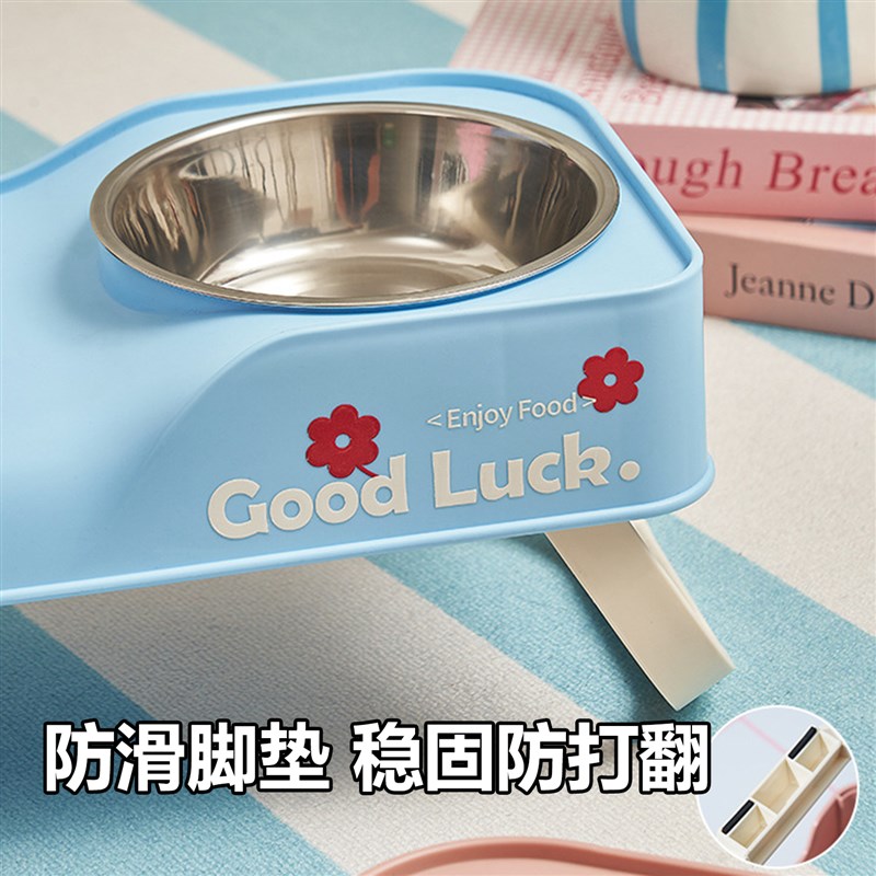 热销不锈钢猫碗双碗猫咪食盆小型犬狗盆防打翻饭碗饭盆狗狗碗宠物