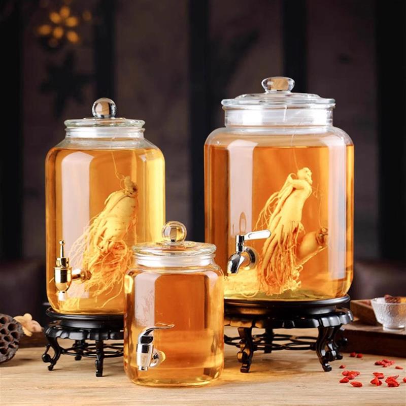 热销泡酒玻璃瓶带龙头6斤10斤药酒酿酒罐缸家用密封泡酒坛子专用