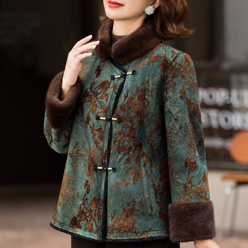 妈妈装秋冬装棉衣加绒气质外套