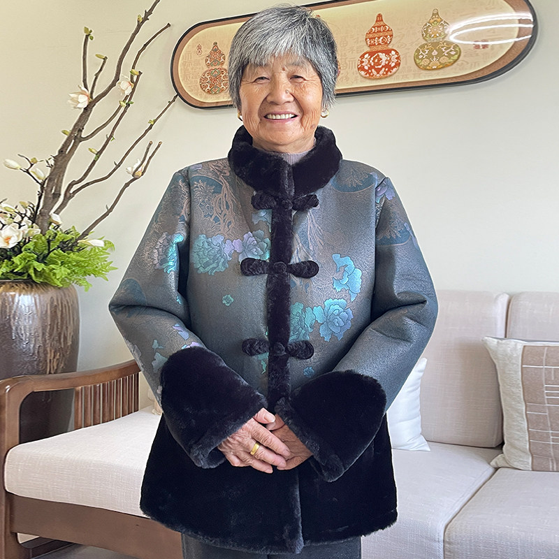 洋气奶奶装新中式冬季加绒加厚款保暖外套中老年人秋冬款女装棉袄