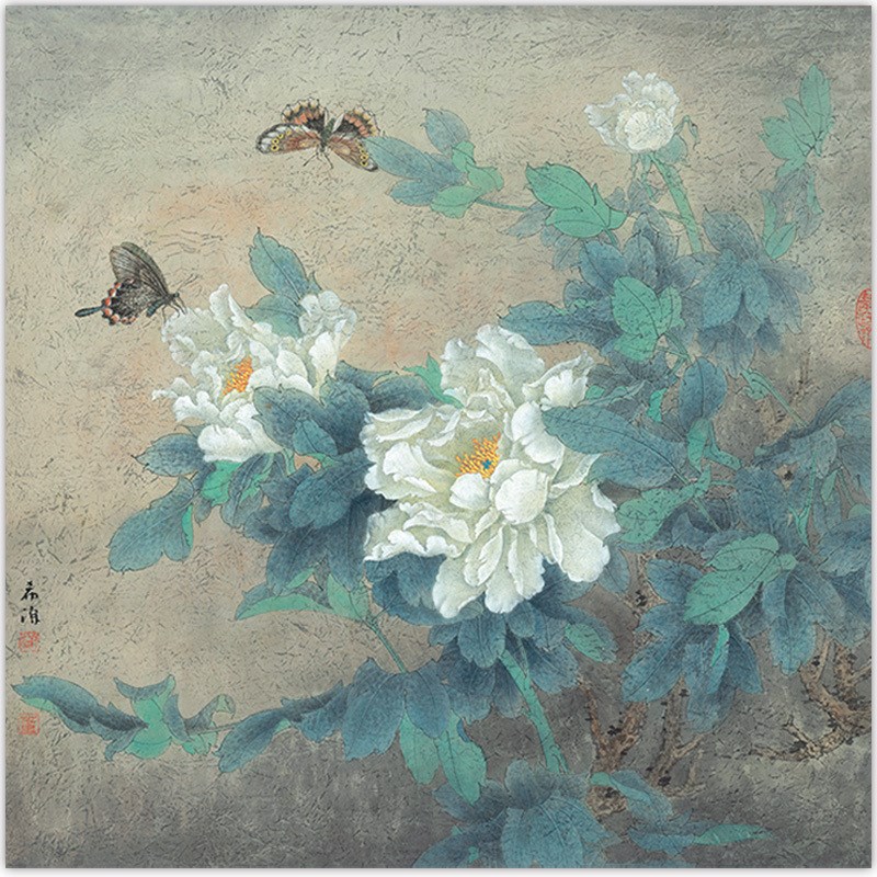董希源国画c新中式玄关客厅背景墙装饰画花鸟牡丹宣纸画芯定制图片