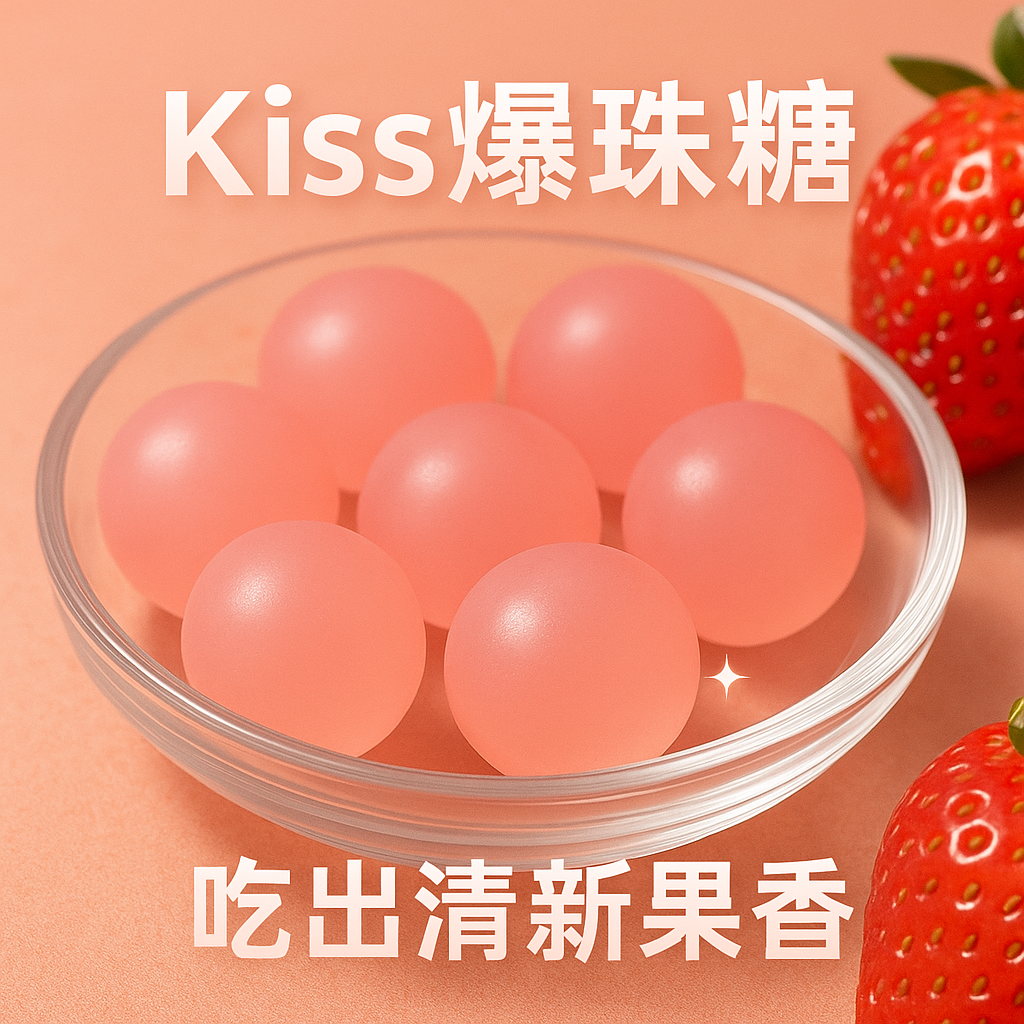 kiss口香爆珠薄荷糖口腔清新口气糖网红白桃接吻香体糖薄荷糖果