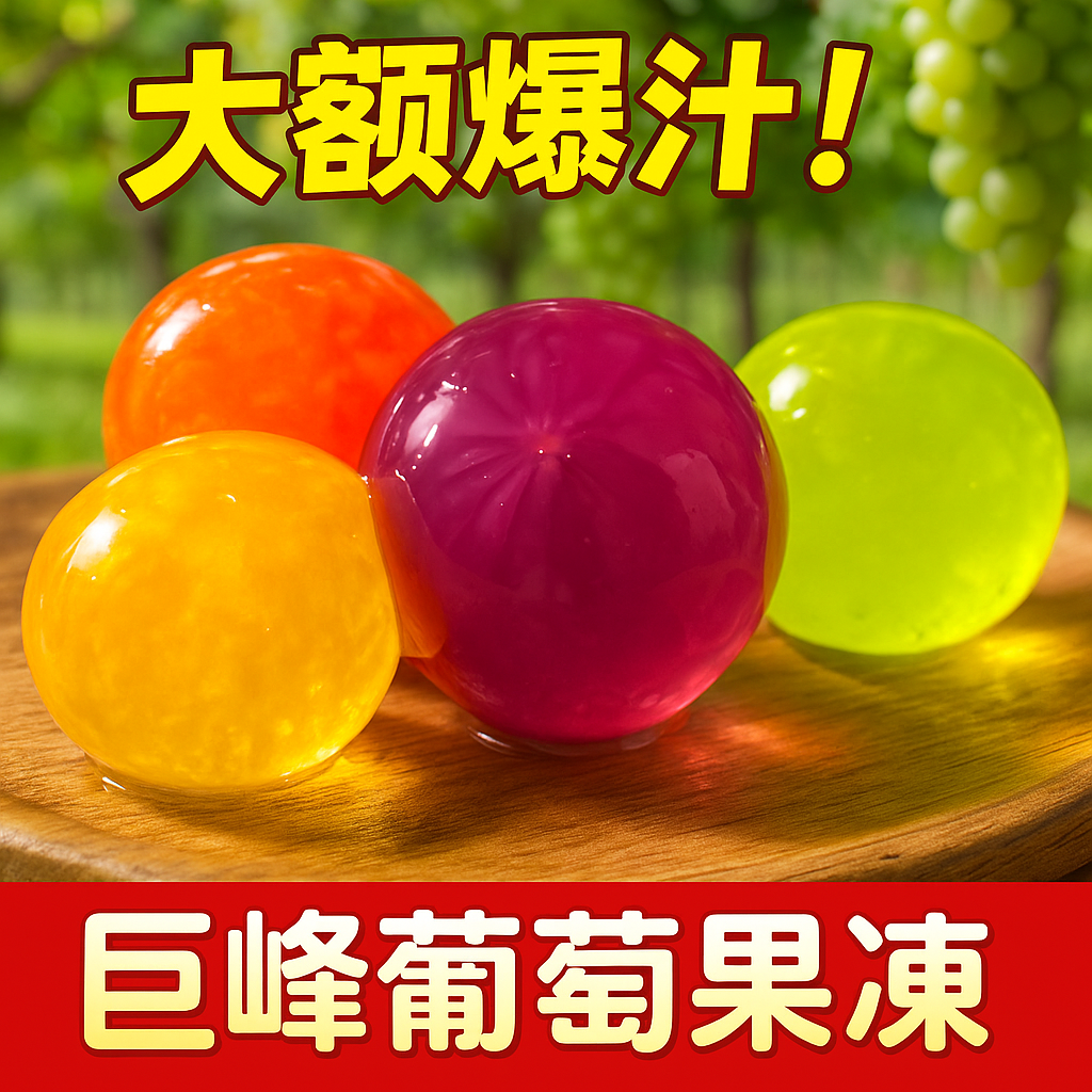 巨峰葡萄果冻布丁网红儿童爆皮爆汁果肉球棒冰提子剥皮气球大果冻