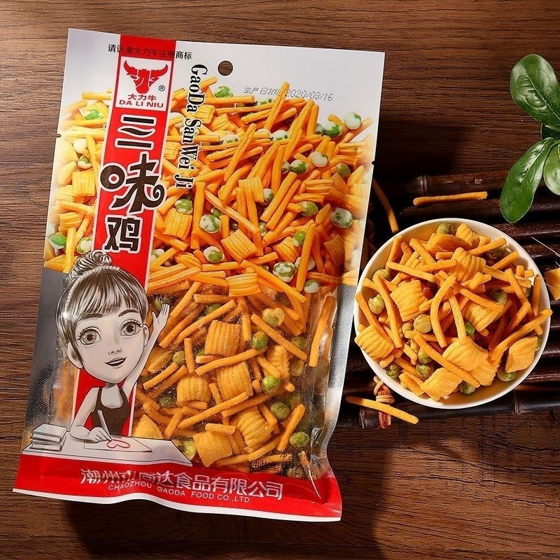 大力牛三味鸡80g袋青豆炸薯条8090后童年经典怀旧休闲零食一整箱