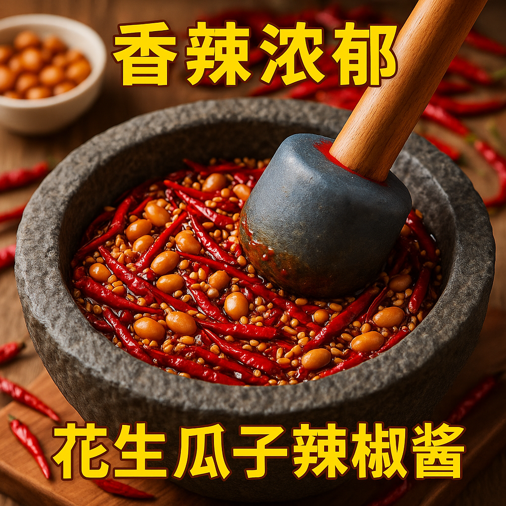 石磨花生辣椒酱芝麻下饭拌面酱沂蒙山花生碎辣椒酱丈母娘外婆的酱