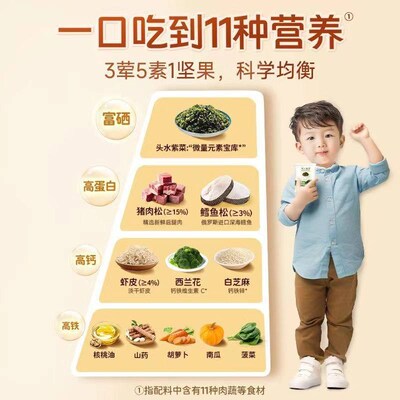 不二宝贝海苔碎jDHA鳕鱼肉松拌饭料高钙铁儿童宝宝零食无添蔗糖盐